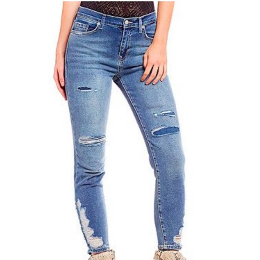 Free People Retro Inspired Distressed Skinny Jeans